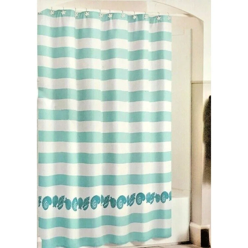 Beach Stripe Shower Curtain Fabric Barnegat Cabana Nautical Summer Beach